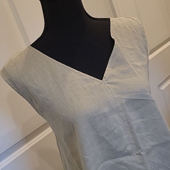 AJ Andrea Javine sz XL 100% linen tunic top, light moss green - Picture 2 of 9